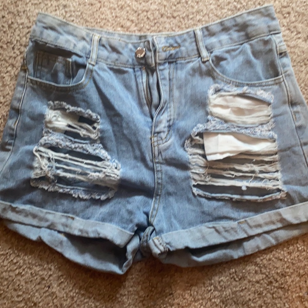 Shein distressed jean shorts
